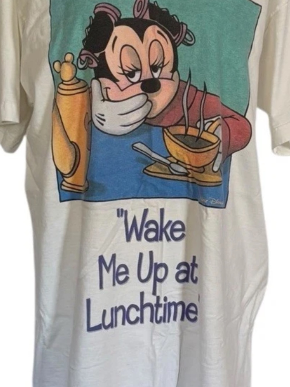 Disney White Tee with Pink Accent and Classic Mickey Tag
